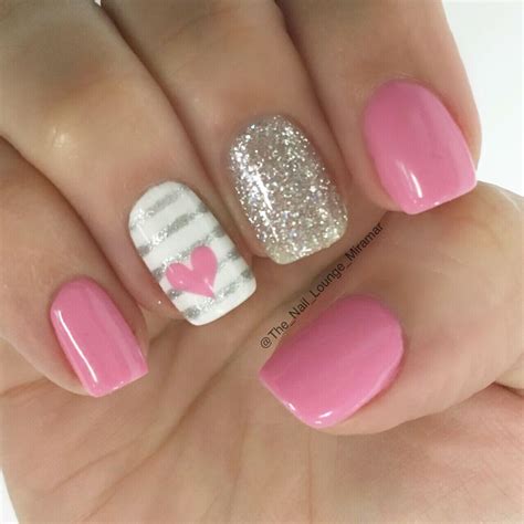 pink valentines nails short|valentines day nail ideas pink.